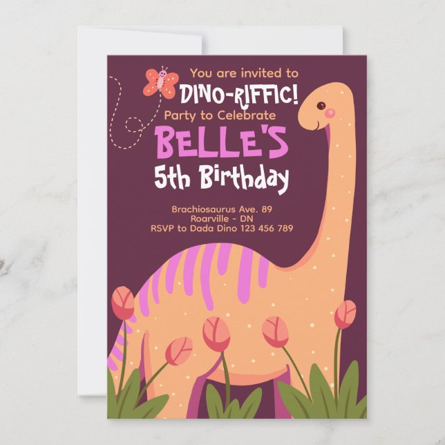 Brachiosaurus Dino Invitation d'anniversaire (Devant)