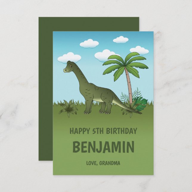 Brachiosaurus Dinosaure Joyeux Anniversaire Tropic (Devant / Derrière)
