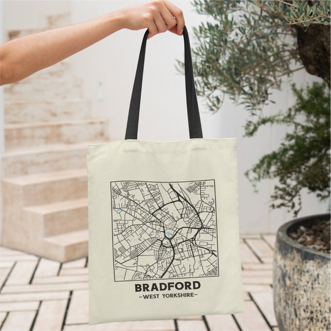 Bradford, West Yorkshire City Map Tote Bag (Créateur téléchargé)