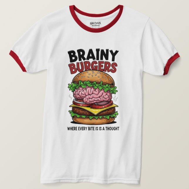 Brainy Burgers Ringer T-Shirt (Design devant)
