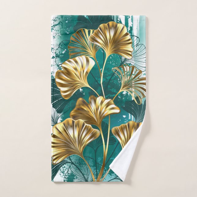 Branche avec Feuilles d'or Ginko Biloba (Serviette à main)