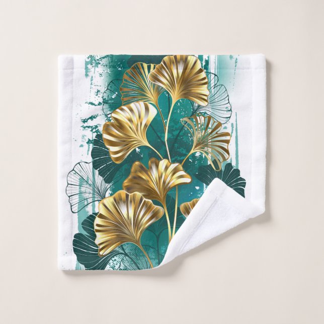 Branche avec Feuilles d'or Ginko Biloba (Gant de toilette)