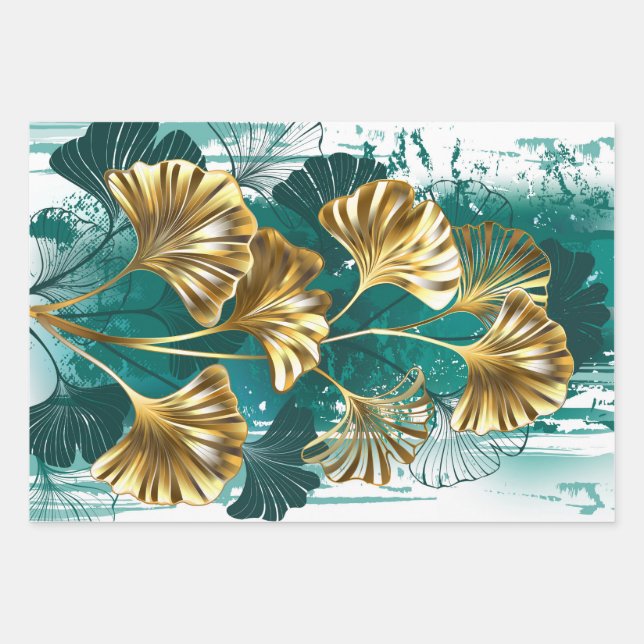 Branche avec Feuilles d'or Ginko Biloba (Devant)