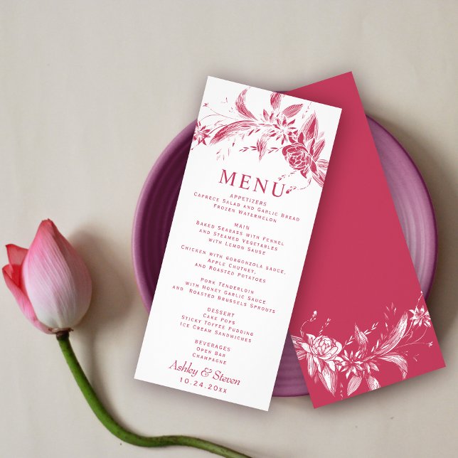 Branche avec fleurs de viva magenta mariage carte  (Créateur téléchargé)