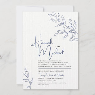 Branche bleue du faire-part de mariage de croquis