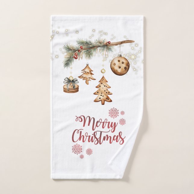 Branche d'arbre,Ornements,Etoiles de Noël  (Serviette à main)
