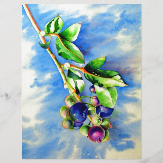 Branche de bleuet, aquarelle (Devant)