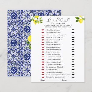 Branche de citron et mosaïque bleue jeu Il a dit q