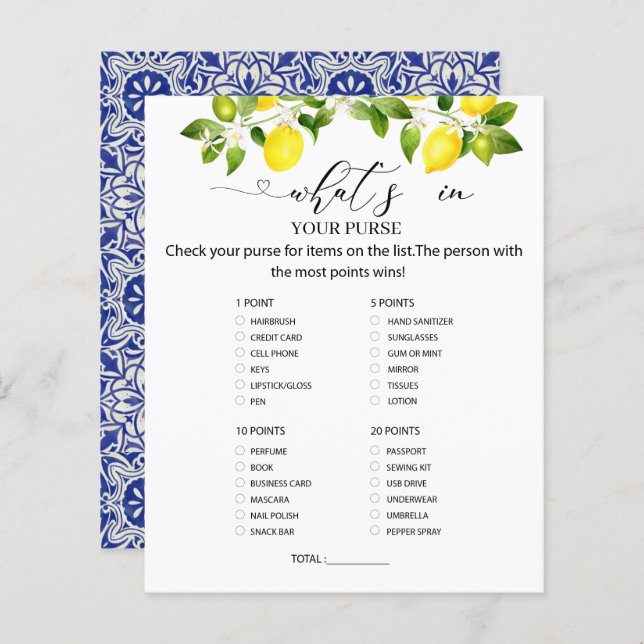 Branche de citron et mosaïque bleue Qu'y a-t-il da (Devant / Derrière)