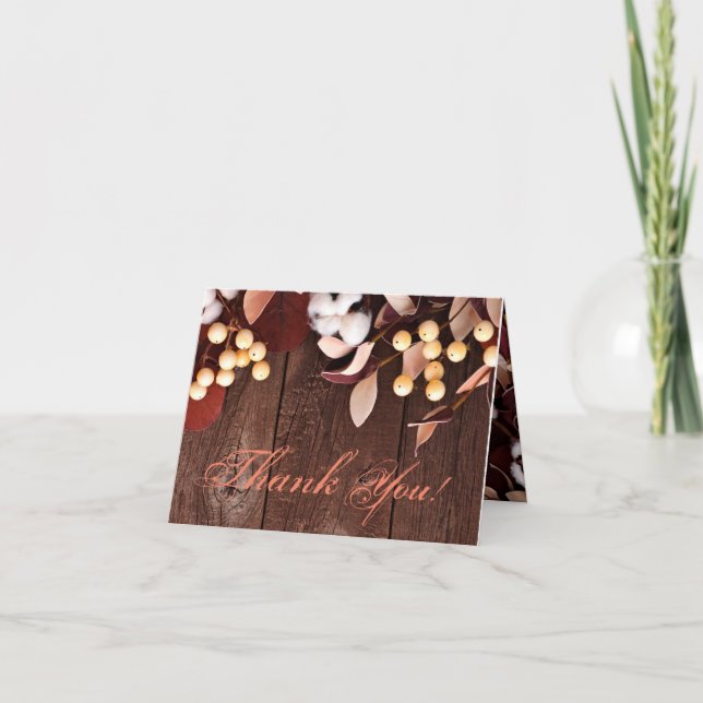 Branche de coton à Carte de remerciements plié sur (Devant)