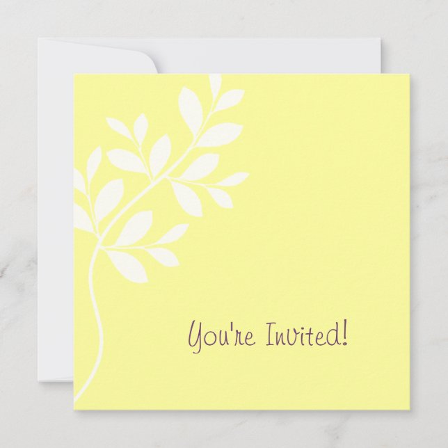 Branche de feuilles de Faire-part de mariage jaune (Devant)