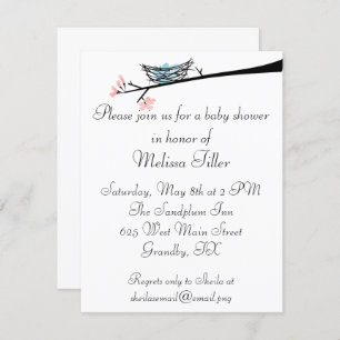 Branche de fleur et invitation de baby shower de