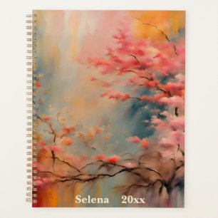 Branche de floraison Wabi-Sabi en rose et orange