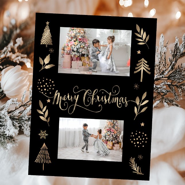 Branche de pin doré Photo Joyeux Noël (Créateur téléchargé)