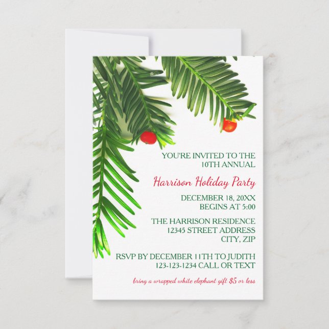 Branche de pin - Invitation pour la fête de Noël 3 (Devant)