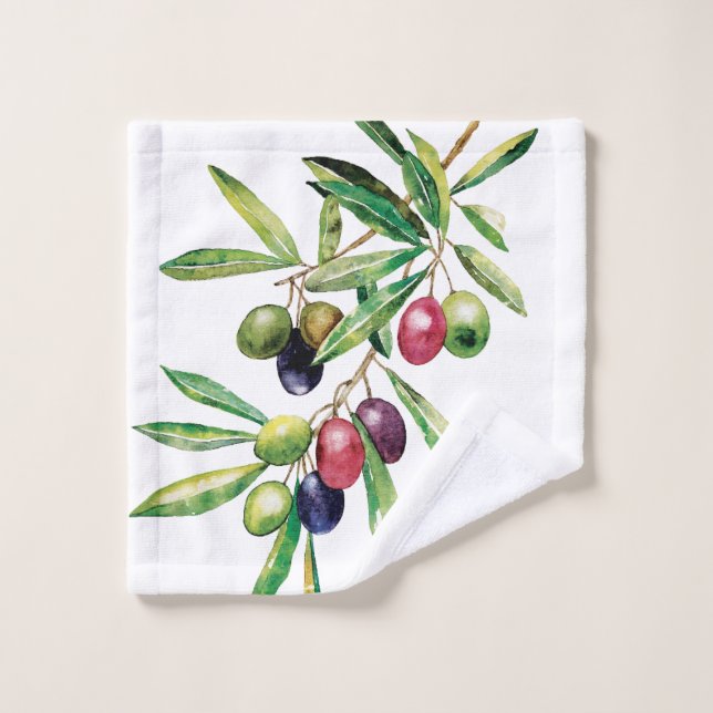 Branche d'olive aquarelle (Gant de toilette)