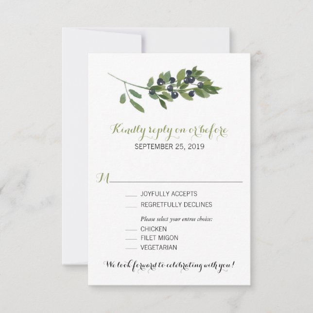 Branche d'olive aquarelle | RSVP de mariage (Devant)