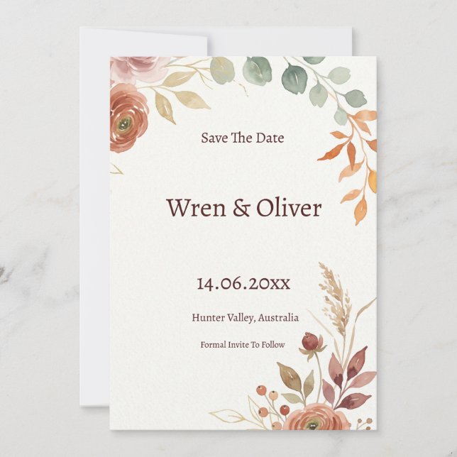 Branche d'olive botanique Save the Date (Devant)