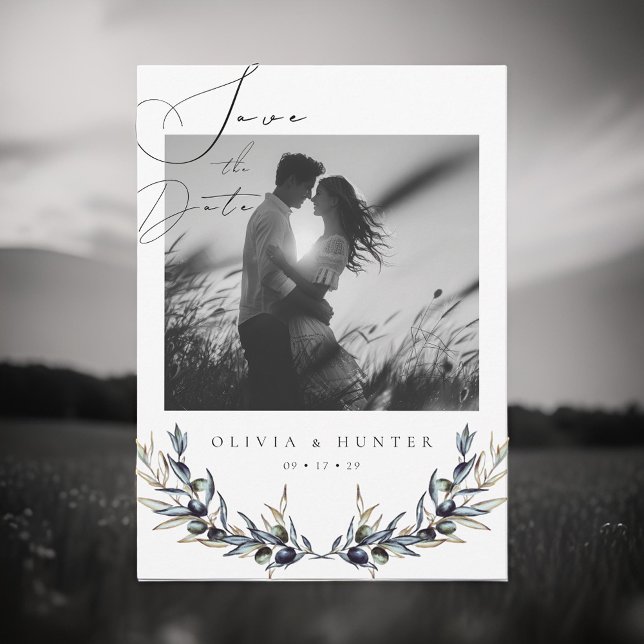Branche d'olive Mariage noir et blanc Enregistrer  (Créateur téléchargé)