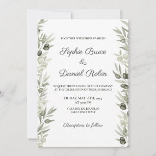 Branche d'olive rustique et Faire-part de mariage 