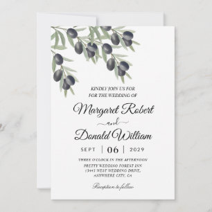 branche d'olivier noir eau mariage invitations