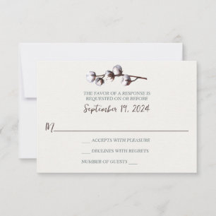 Branche du coton, carte RSVP de mariage pour grain