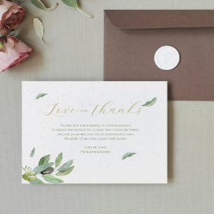 Branche Feuille Toscane moderne - Carte de remerci