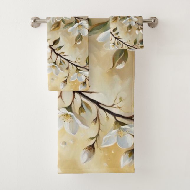 Branche fleurie 8 serviettes de bain (En situation)