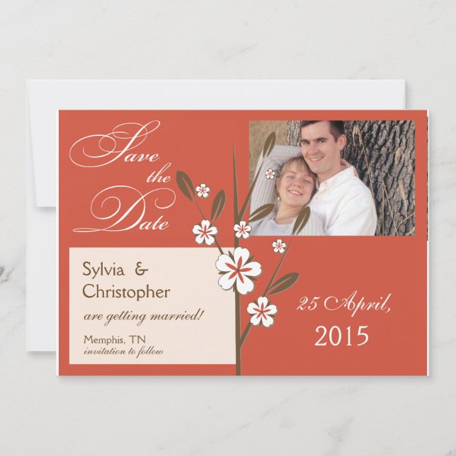 Branche florale - photo enregistrer la carte de da (Devant)