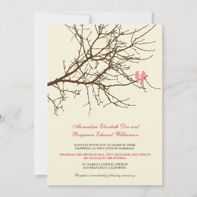 Branche Inséparable Faire-part de mariage (brun/ro (Devant)