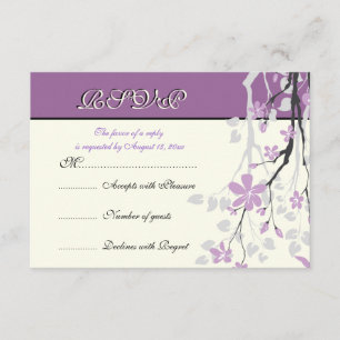 Branche Magnolia fleurs violettes mariage carte RS