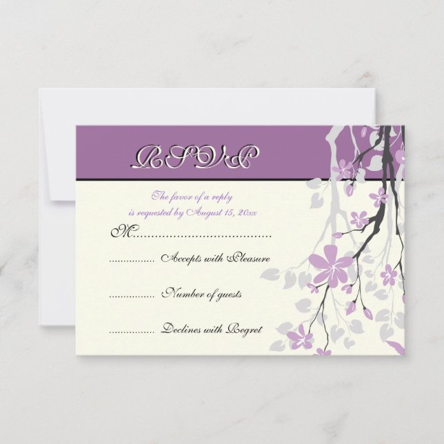 Branche Magnolia fleurs violettes mariage carte RS (Devant)