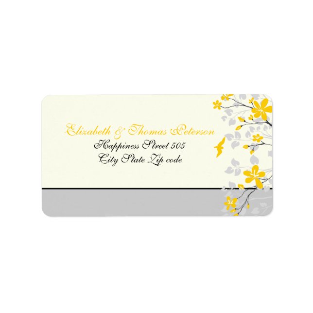 Branche Magnolia jaune, gris mariage étiquette per (Devant)