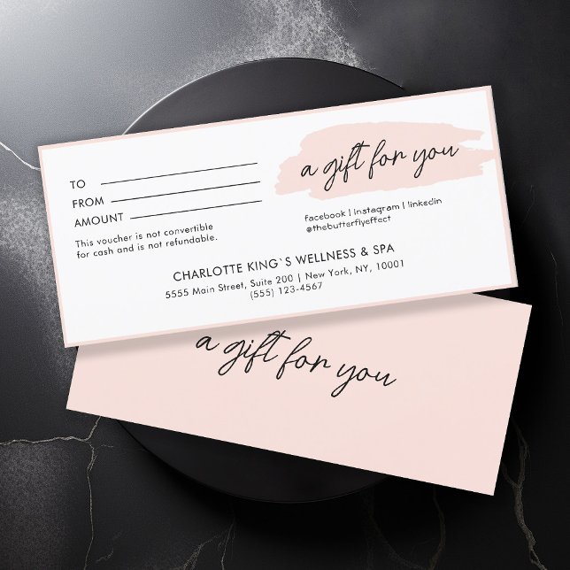 Branché, moderne, écriture manuscrite, affaires ro (Trendy, modern, handwriting, light-pink business gift certificate.)