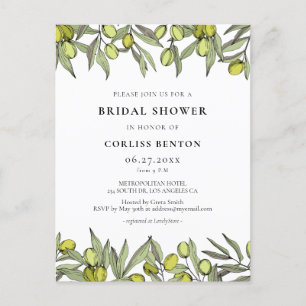 Branche Olive moderne Invitation de douche nuptial