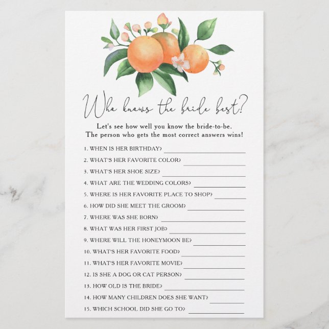 Branche Oranges - Qui connaît la mariée meilleur j (Devant)