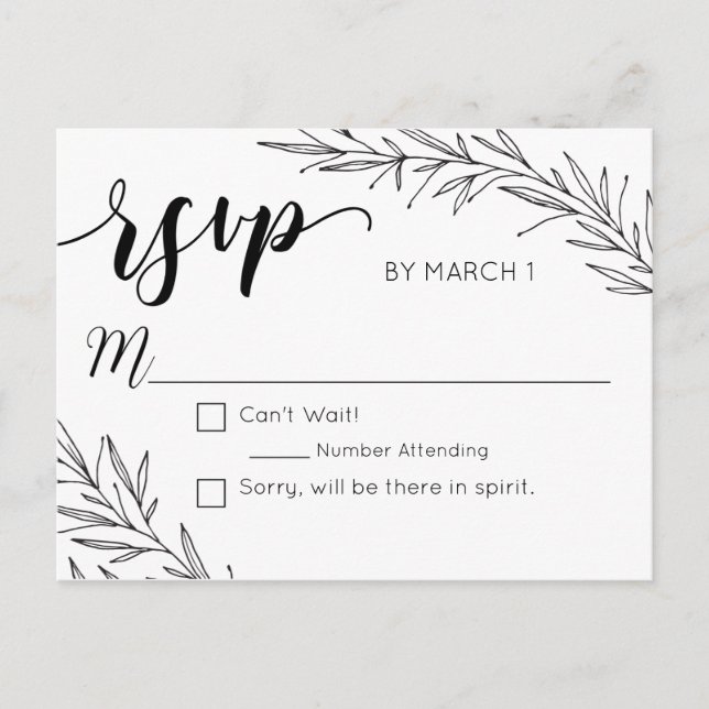 Branches à main dessinées Mariage carte postale RS (Devant)