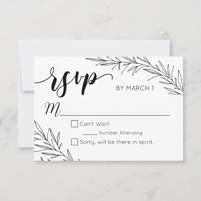 Branches à main dessinées Mariage RSVP (Devant)