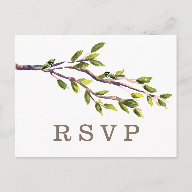 Branches brossées Mariage RSVP carte postale (Devant)
