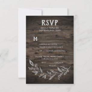 Branches courbes   Carte RSVP de choix du menu en 