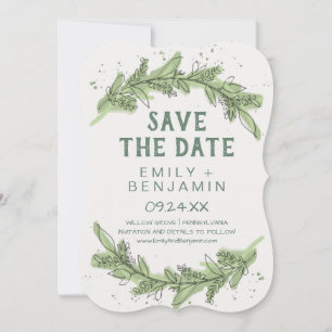 Branches courbes   Green Save the Date Card