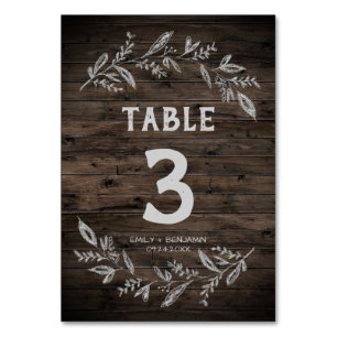Branches courbes Numéro de table en bois