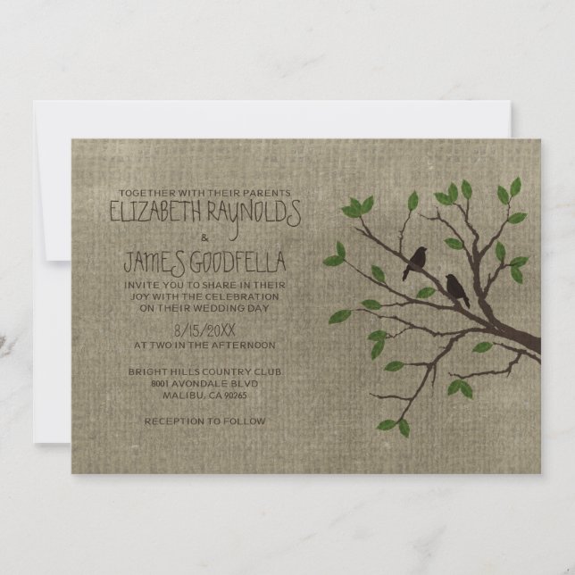 Branches d'arbre rustique Invitations de mariage (Devant)
