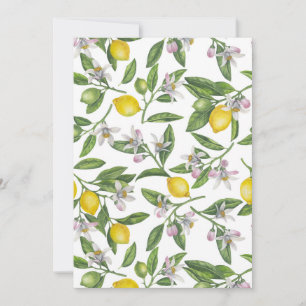 Branches de citron avec fleurs et fruits sur blanc