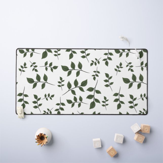 Branches de feuillage avec Feuilles verts en blanc (Tableau pour enfants)