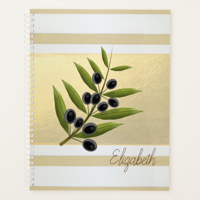 Branches de fille moderne or rayé, branche d'olive (Devant)