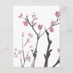 Branches de fleurs de prune dans la carte postale