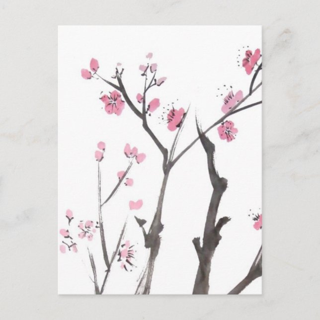 Branches de fleurs de prune dans la carte postale  (Devant)