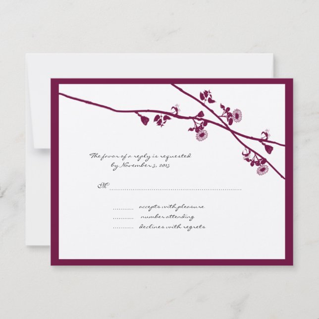 Branches de fleurs sauvages de prune Mariage RSVP (Devant)