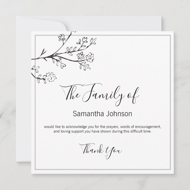 Branches de Merci funéraire et papillon une photo (Devant)